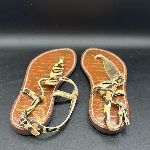 Sam Edelman Gigi thong sandal leopard Brahma hair leather size 5.5 - Picture 4 of 7